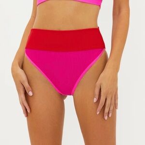 Beach Riot Emmy Bikini Bottom Fuchsia Red Neon Size M $98